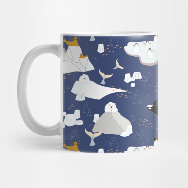 Arctic animals floating on icebergs by Sandra Hutter Designs